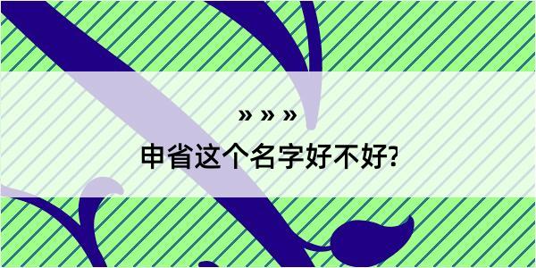 申省这个名字好不好?