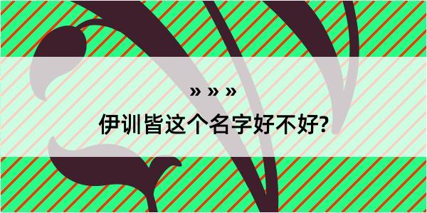 伊训皆这个名字好不好?