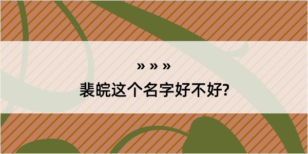 裴皖这个名字好不好?