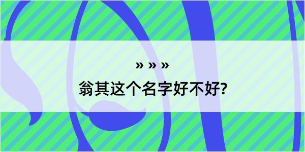 翁其这个名字好不好?