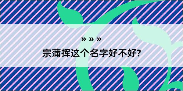 宗蒲挥这个名字好不好?