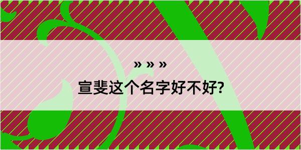 宣斐这个名字好不好?