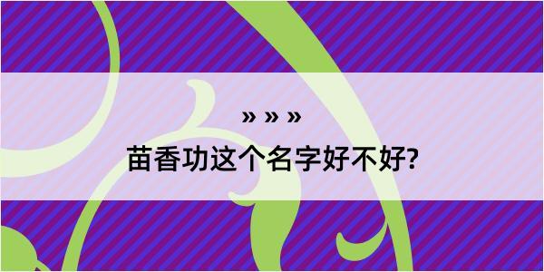 苗香功这个名字好不好?