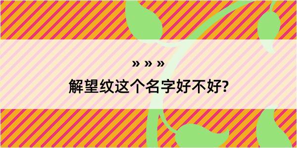 解望纹这个名字好不好?