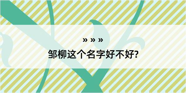 邹柳这个名字好不好?