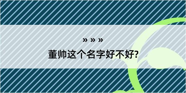 董帅这个名字好不好?