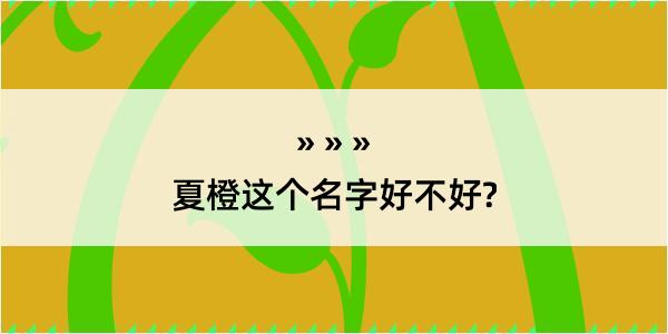 夏橙这个名字好不好?