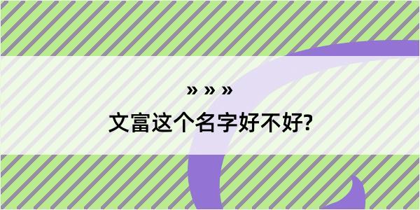 文富这个名字好不好?