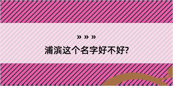 浦滨这个名字好不好?