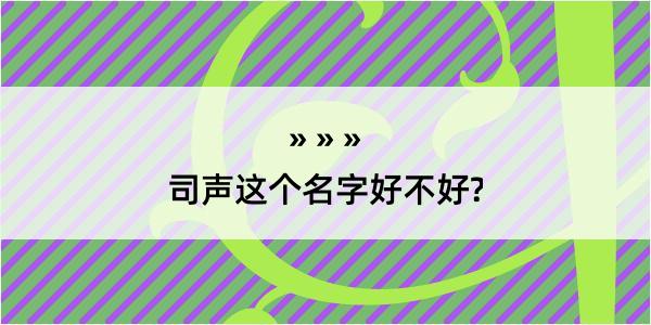 司声这个名字好不好?