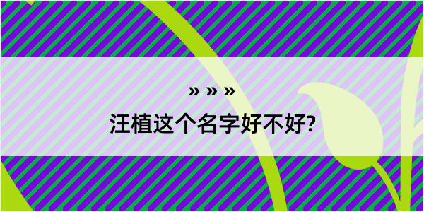 汪植这个名字好不好?