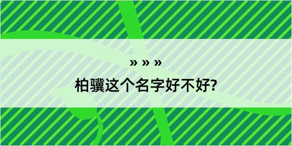 柏骥这个名字好不好?