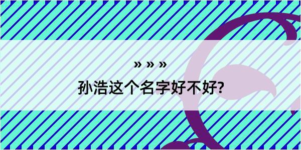 孙浩这个名字好不好?