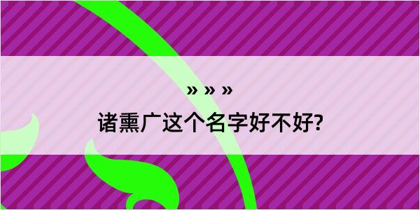 诸熏广这个名字好不好?