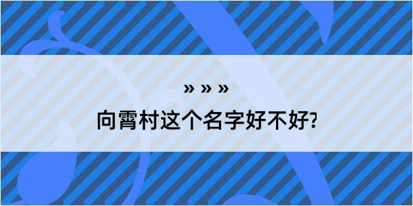 向霄村这个名字好不好?