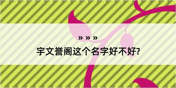 宇文誉阁这个名字好不好?