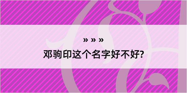 邓驹印这个名字好不好?