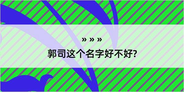 郭司这个名字好不好?