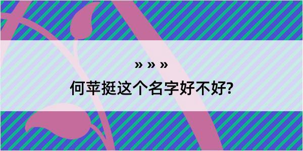 何苹挺这个名字好不好?