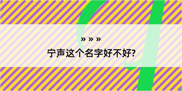 宁声这个名字好不好?