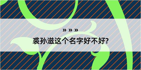 裘孙滋这个名字好不好?