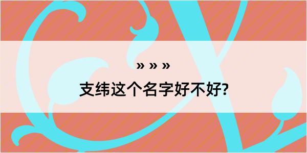 支纬这个名字好不好?