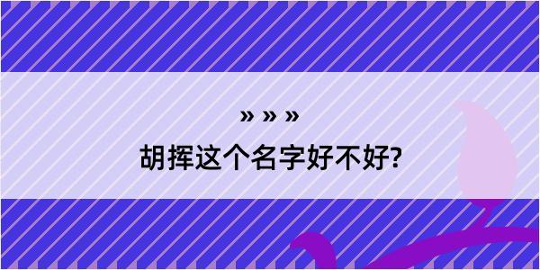 胡挥这个名字好不好?