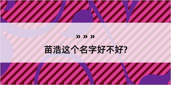 苗浩这个名字好不好?