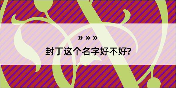 封丁这个名字好不好?