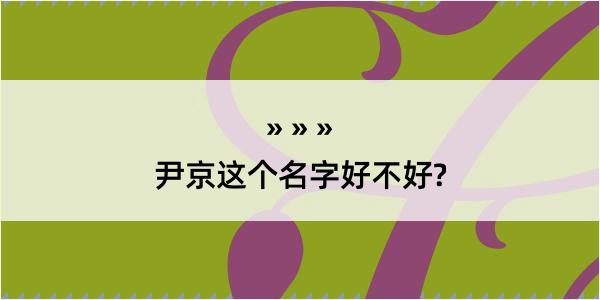 尹京这个名字好不好?