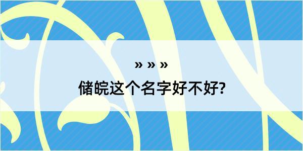 储皖这个名字好不好?