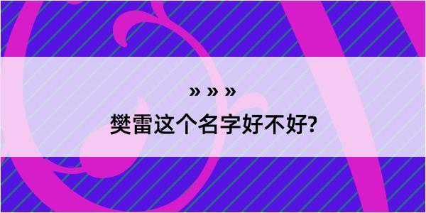 樊雷这个名字好不好?