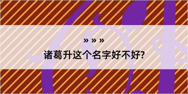 诸葛升这个名字好不好?