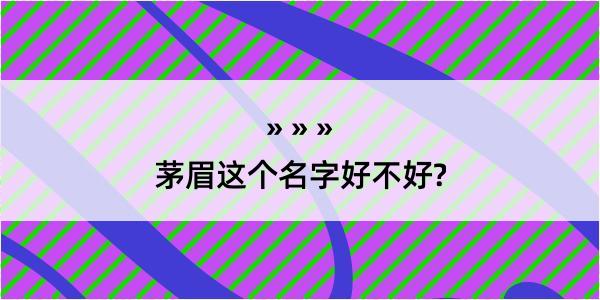 茅眉这个名字好不好?