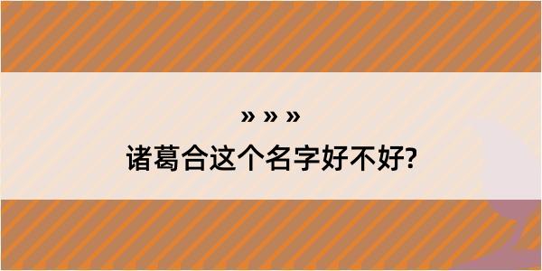 诸葛合这个名字好不好?