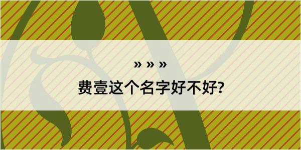 费壹这个名字好不好?