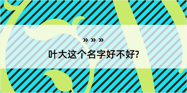 叶大这个名字好不好?