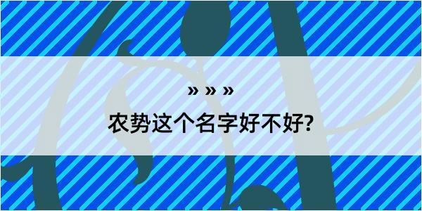 农势这个名字好不好?