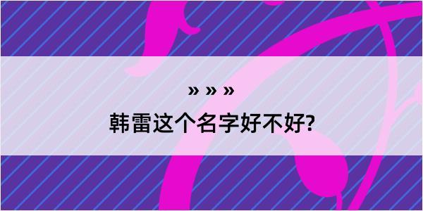 韩雷这个名字好不好?