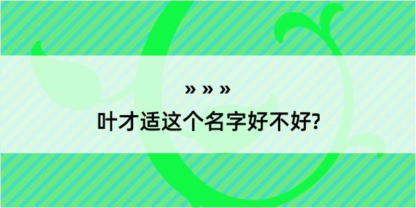 叶才适这个名字好不好?