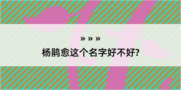 杨鹃愈这个名字好不好?