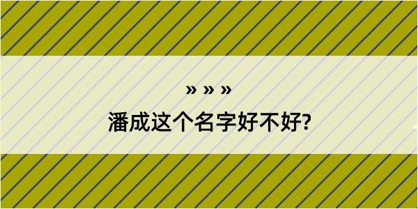 潘成这个名字好不好?