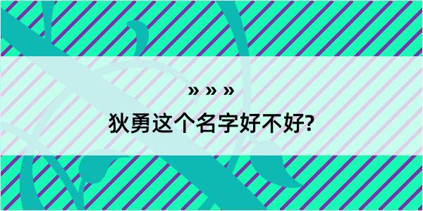 狄勇这个名字好不好?