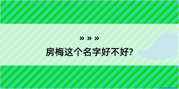 房梅这个名字好不好?