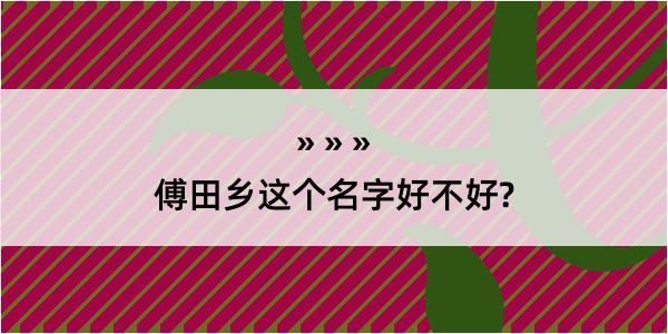 傅田乡这个名字好不好?