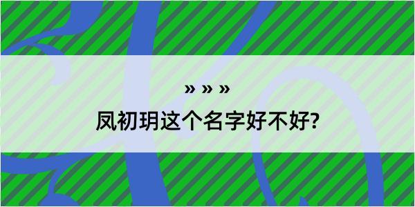 凤初玥这个名字好不好?