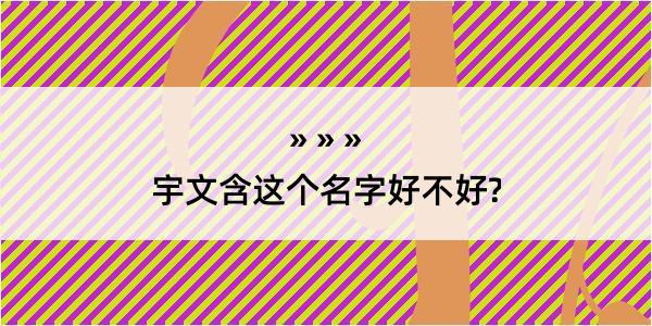 宇文含这个名字好不好?