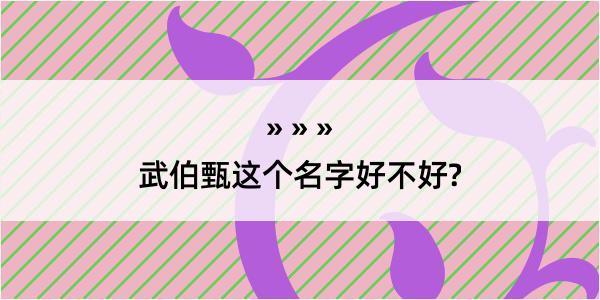 武伯甄这个名字好不好?