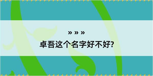 卓吾这个名字好不好?