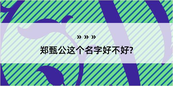 郑甄公这个名字好不好?